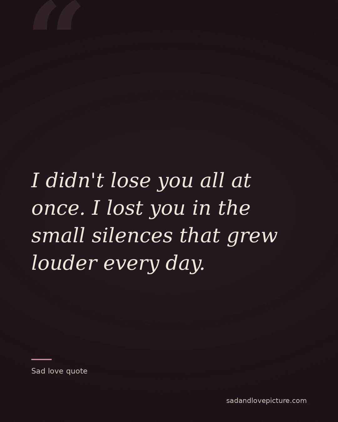 I didn't lose you all at once. I lost you in the small silences that grew louder every day.