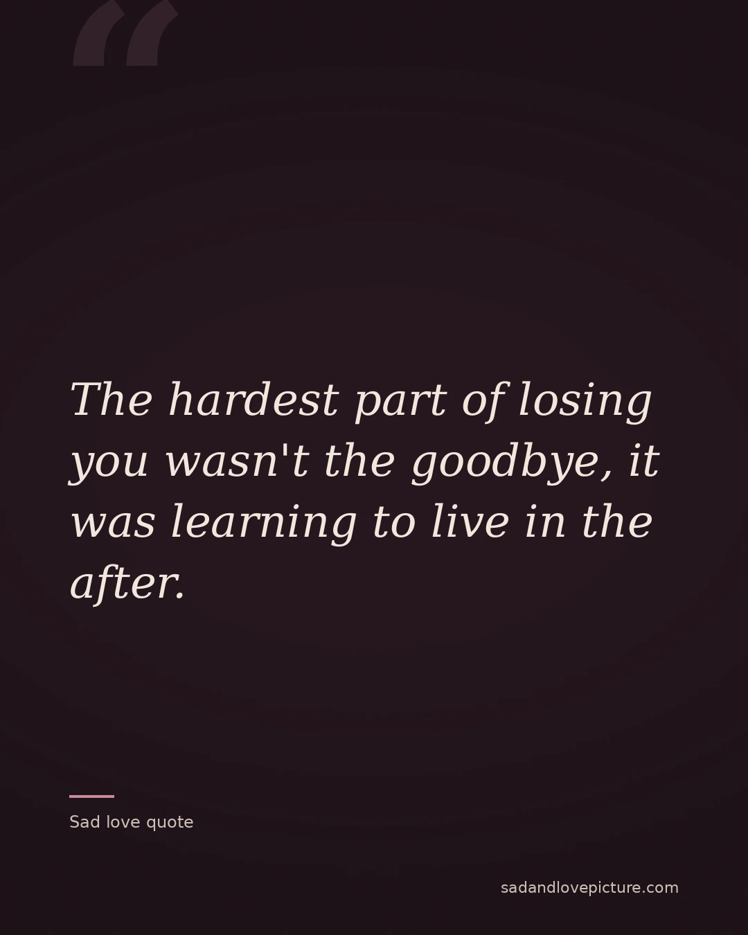 The hardest part of losing you wasn't the goodbye, it was learning to live in the after.